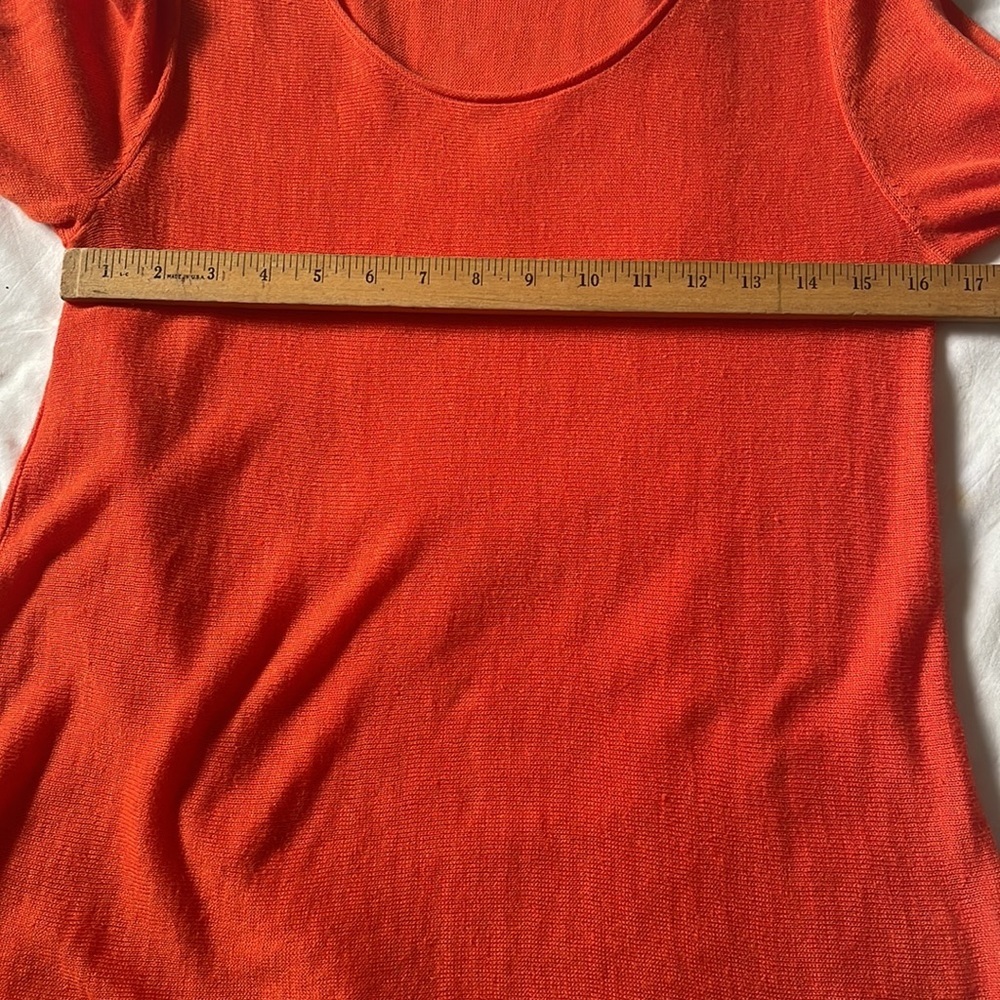 EILEEN FISHER Woman’s Orange Linen 3/4 Sleeve Pullover Sweater Top - Picture 5 of 5